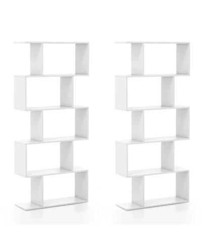 5-Tier Bookshelf with Anti-Toppling Device for Living Room Home Office