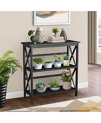 3-Tier Wooden Multi-Functional X-Design Etagere Storage Bookshelf