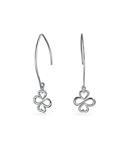 Bling Jewelry Ayllu Amulet Talisman Inspirational Intertwine Symbol Flower Infinity Clover Wire Threader Earrings For Women .925 Sterling Silver