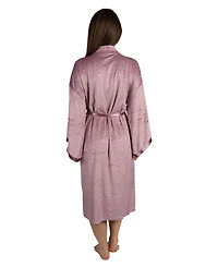 Tahari Women's Velour Kimono Robe with Flowy Bell Sleeves Satin Trim and Tie Front