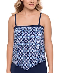 Swim Solutions Women's Printed Bandeau Scarf Hem Tankini Top, Exclusively at Macy's