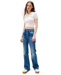 Tommy Jeans Women's Pointelle Cropped Polo Sweater