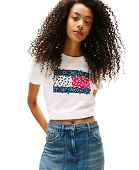 Tommy Jeans Women's Cotton Floral-Flag Graphic T-Shirt