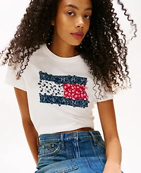 Tommy Jeans Women's Cotton Floral-Flag Graphic T-Shirt