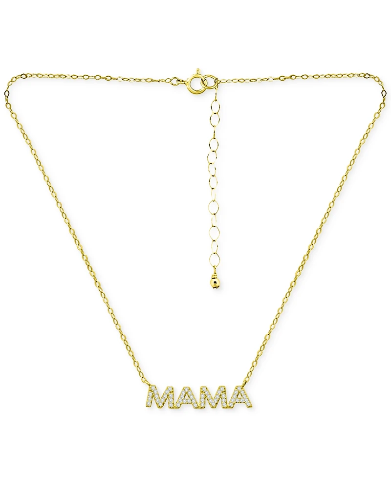 Giani Bernini Cubic Zirconia Mama Pendant Necklace 18k Gold-Plated Sterling Silver (also Silver), 16" + 2" extender, Exclusively at Mac