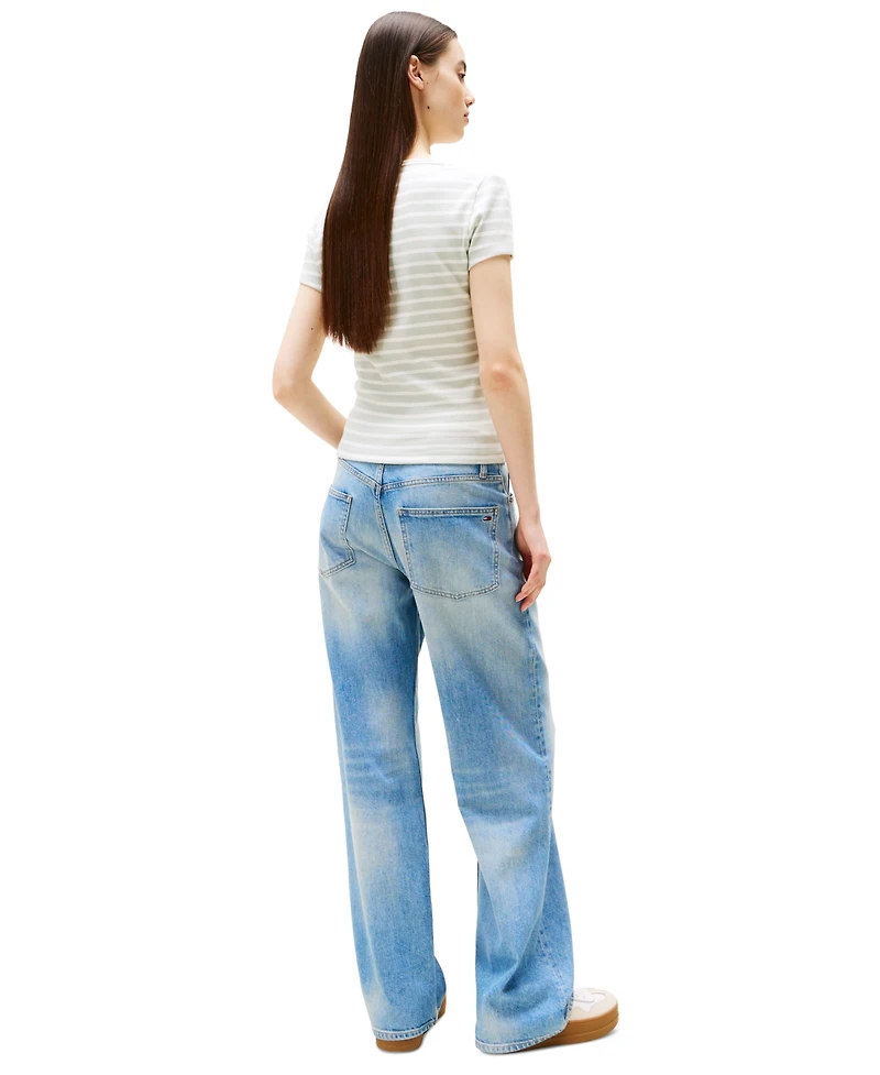 Tommy Jeans Women's Slim-Fit Essential Ribbed V-Neck Tee