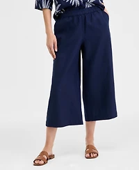 Charter Club Women's Cropped Wide-Leg 100% Linen Pants, Exclusively at Macy's