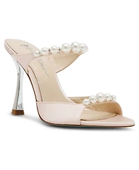 Betsey Johnson Women's Lacy Embellished Satin Heeled Mules