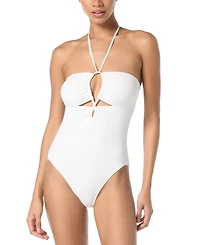 Michael Michael Kors Women's Laced Keyhole Halter One-Piece Swimsuit