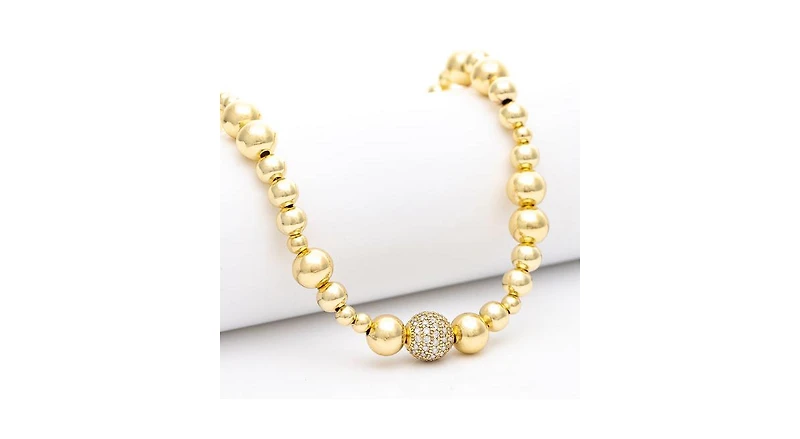 Rivka Friedman 18K Gold Clad Beaded Necklace with Cz Beaded details