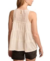 Lucky Brand Women's Lace Ruffle Tiered Tunic Top