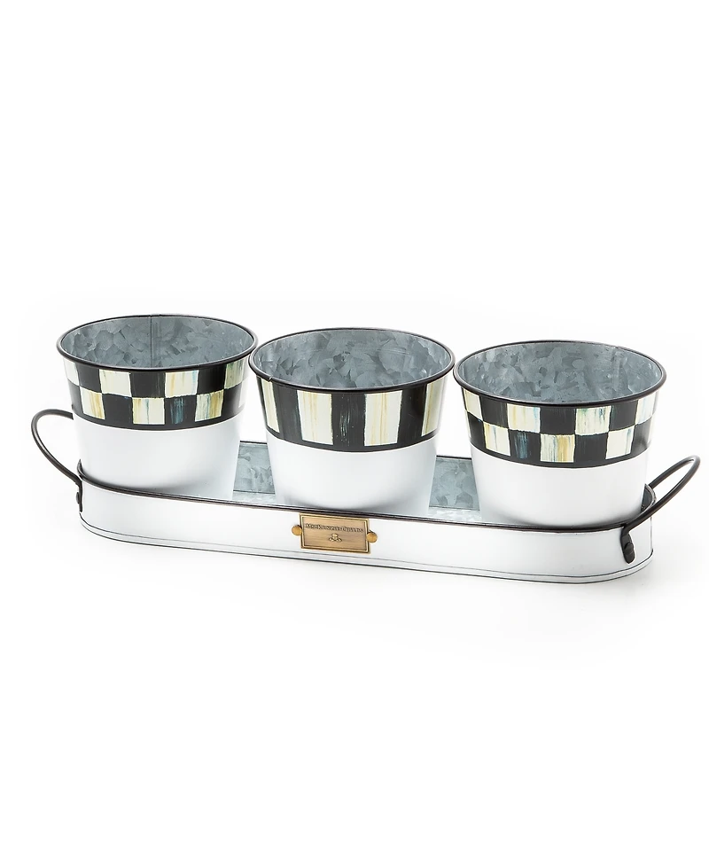 Mackenzie-Childs Spectator Galvanized Herb Pots, Set of 3