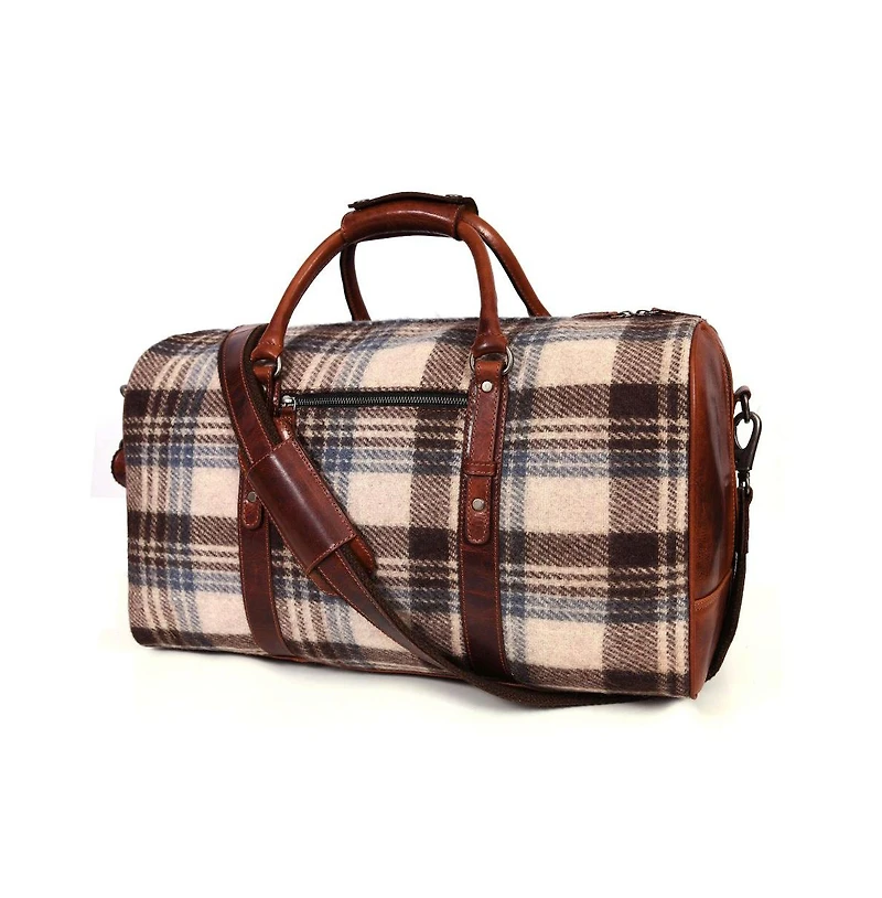 Quasar Leather Tweed Duffle Bag
