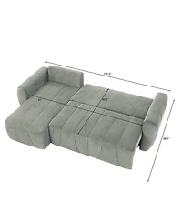 Convertible Sectional Sofa Couch, Modern Fabric 3 Seater L-Shaped Couch for Living Room, Apartment, Office, Small Space, (Grey)