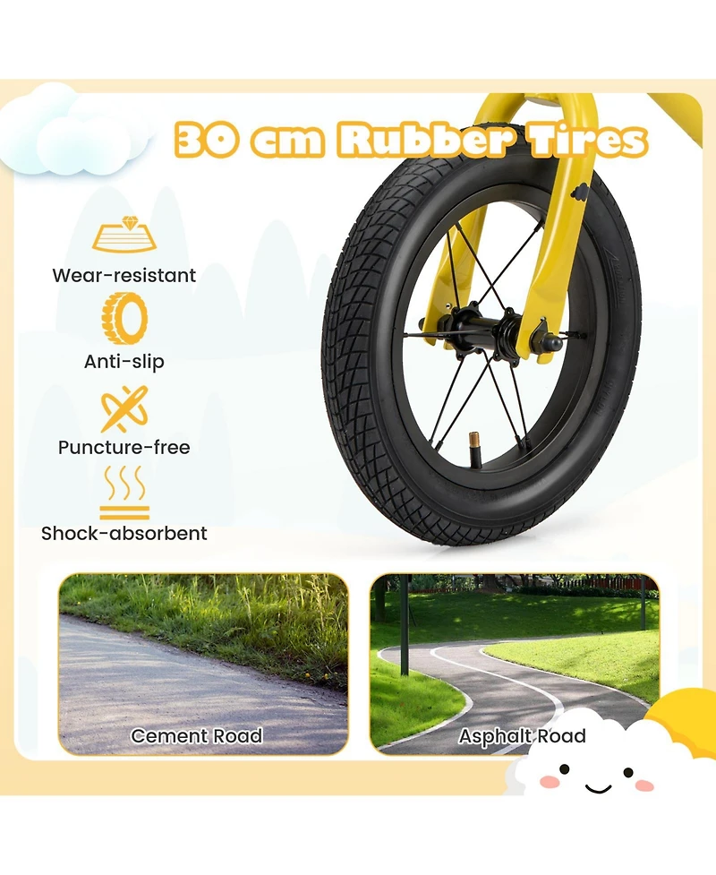 12 Inch Toddler Balance Bike with Height Adjustable Handlebar and Seat