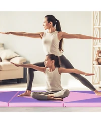 4-Panel Pu Leather Folding Gym Mat - Hook & Loop Fasteners