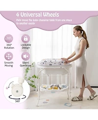 Folding Baby Changing Table with Bathtub and 4 Universal Wheels