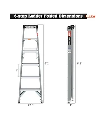 Fibreglass Step Ladder 6-Step 250lbs Gray