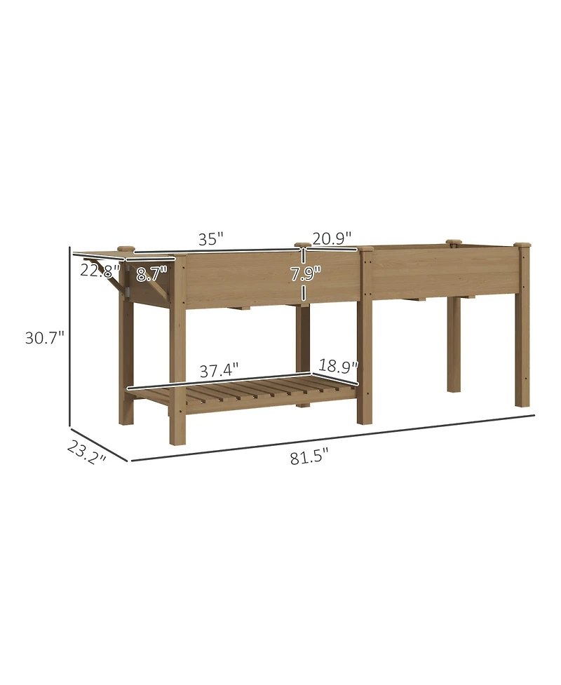 Outsunny Raised Garden Bed, Wood Planter with Liners,