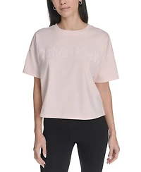 Calvin Klein Performance Women's Cotton Puff-Logo Cropped T-Shirt