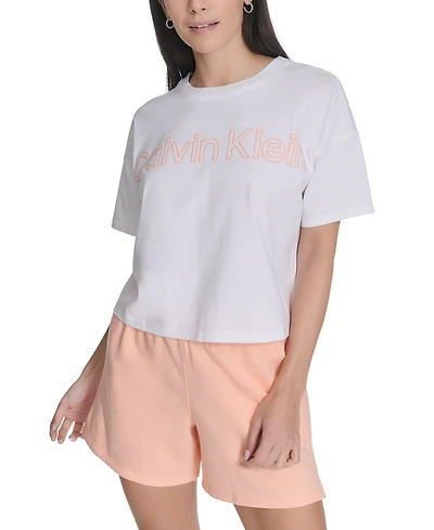 Calvin Klein Performance Women's Cotton Puff-Logo Cropped T-Shirt