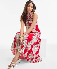 Msk Women's Paisley Floral-Print Tiered Maxi Dress
