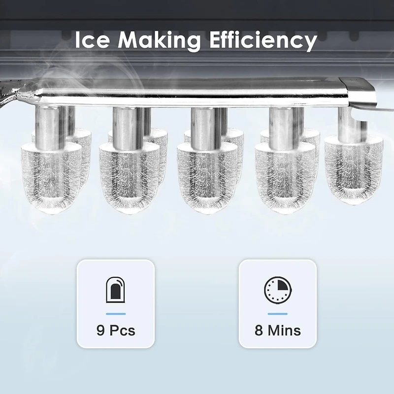 Cowsar 26Lbs Countertop Ice Maker, 9 Cubes 8 Mins, Two ,Self-Cleaning, with Scoop/Basket