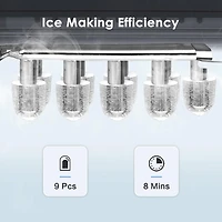 Cowsar 26Lbs Countertop Ice Maker, 9 Cubes 8 Mins, Two ,Self-Cleaning, with Scoop/Basket