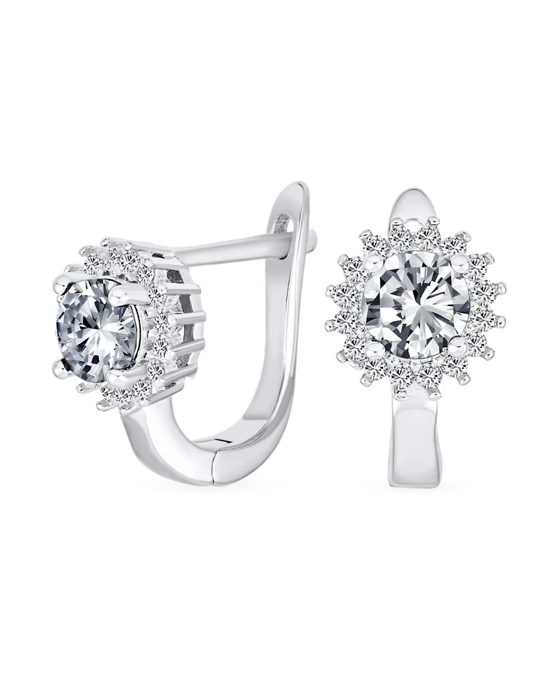 Bling Jewelry Classic Small Cz Cubic Zirconia Circle Halo Round Solitaire Stud Huggie Earrings .925 Sterling Silver