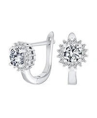Bling Jewelry Classic Small Cz Cubic Zirconia Circle Halo Round Solitaire Stud Huggie Earrings .925 Sterling Silver