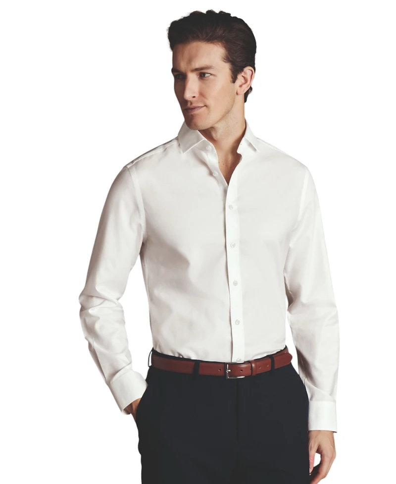 Charles Tyrwhitt Men's Slim-Fit Ivory Twill Dress Shirt