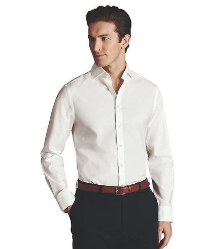 Charles Tyrwhitt Men's Slim-Fit Ivory Twill Dress Shirt