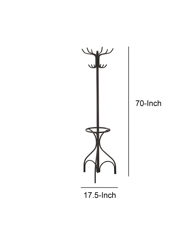 Sturdy Metal Coat and Hat Rack with Integrated Umbrella Storage