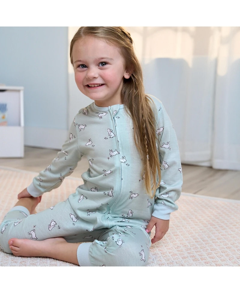 Gerber Toddler Girls Footless Pajamas with Reverse Zipper, 3-Pack