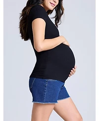 Motherhood Maternity Square Neck Rib Knit Short Sleeve Top 