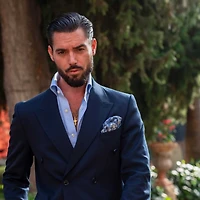 Elizabetta Men's Enzo - Double Sided Silk Pocket Square for Men