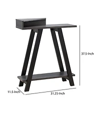Modern Wood Console Table with Corner Storage Compartment