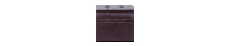 Tufted Leatherette Ottoman – Square Wooden Storage with Lift-Off Lid