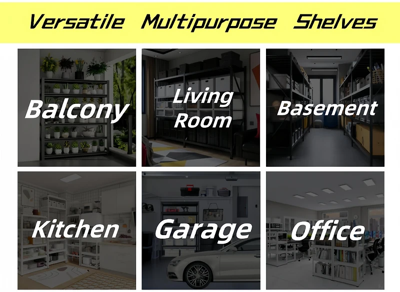 5 Tier Heavy Duty Metal Storage Shelves ,Easy to Assemble ,Adjustable ,Storage Shelves for Basements, Garages and Kitchen, 72 "H47.2 "W17.7