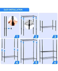 Heavy Duty 5-Tier Shelving Units Adjustable, Wire Shelf with 800 lbs Capacity (160 per Shelf), 24" D x 14" W x 59 "H, Black, 5 Levels,