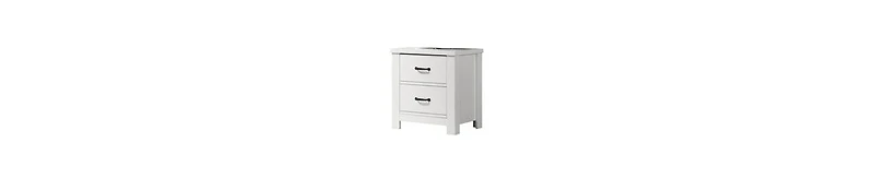Nightstand with 2 Drawers and Black Handles for Bedroom Storage