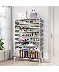Tribesigns 10 Tiers Enterway Shoe Rack, Large Capacity Home Shoe Rack, Tall Metal Shoe Storage Organizer for 50 Pairs, Space Saving Shoe Organization