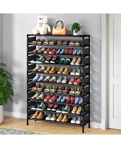 Tribesigns 10 Tiers Enterway Shoe Rack, Large Capacity Home Shoe Rack, Tall Metal Shoe Storage Organizer for 50 Pairs, Space Saving Shoe Organization