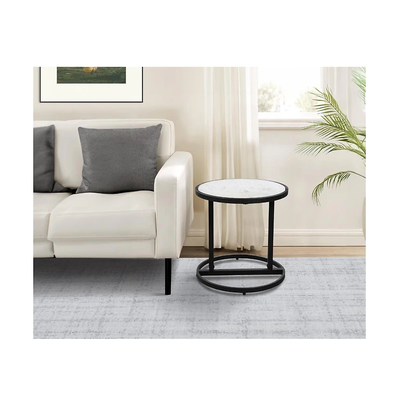 Round Top Side Table with Tubular Frame for Modern and Minimalist Home Decor
