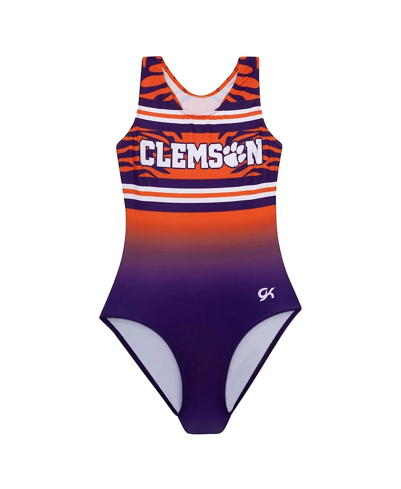 Gk Elite Big Girls Purple Clemson Tigers Spirit Leotard