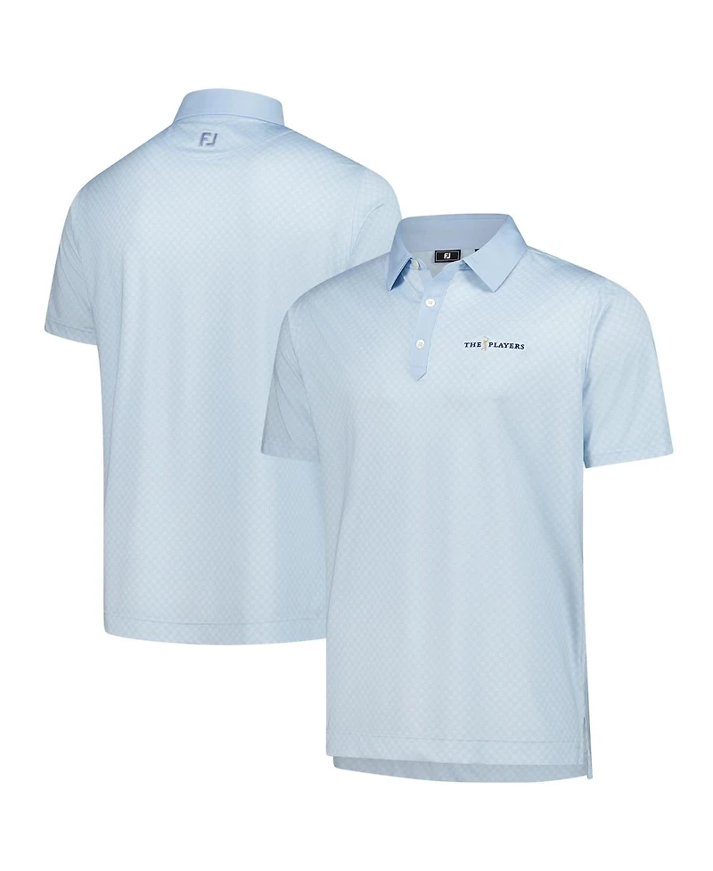 FootJoy Men's Light Blue The Players Prodry Checker Print Lisle Polo Shirt