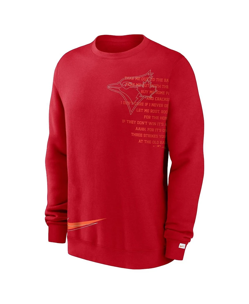 Nike Men's Red Toronto Blue Jays Statement Ball Game Fleece Pullover Sweatshirt