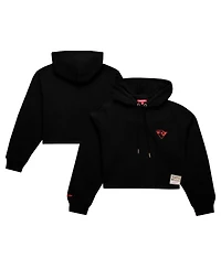 Mitchell & Ness Women's Black Golden State Warriors Hardwood Classics Cropped Pullover Hoodie