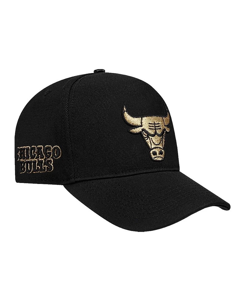 Pro Standard Men's Black Chicago Bulls Metallic Logo Pinch Front Adjustable Hat