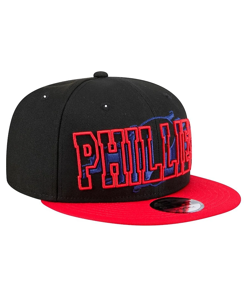 New Era Men's Black Philadelphia Phillies Splatter 9Fifty Snapback Hat